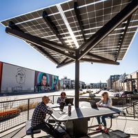 Table de travail intelligente d'extérieur avec panneaux solaires, bancs et port de charge USB Type C pour place publique, jardin, patio