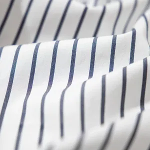 Chemise en coton à manches longues rayée et à col boutonné <span class=keywords><strong>blanc</strong></span> pour hommes, mode d'affaires décontractée avec couleur contrastée pour la saison d'automne - Product Image 5