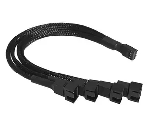 4 pin PWM Fan Splitter Cable 1 to 4 ways Splitter Adapter Converter Black Sleeved Extension Cable