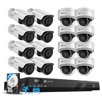 4COVR Sistema de Cámara de Seguridad PoE 4K de 16 Canales y 16MP, 4K para Exteriores, Detección Facial por IA, Audio, Visión Nocturna, Vigilancia Empresarial