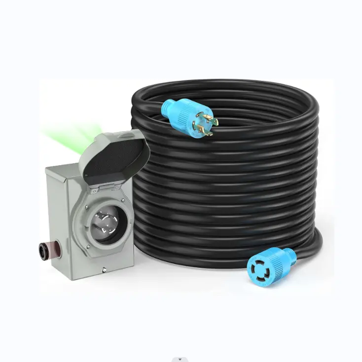 Circle Cord 4 Prong 75 Fuß 30 Ampere Generator Verlängerung kabel mit Einlass box, Heavy Duty NEMA L14-30P/L14-30R