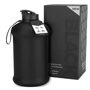64 OZ BPA FREE Large Half Gallon Water Bottle With Plastic Lid Sleeve Leakproof Gym Sports Bottle With Straw Time Marker