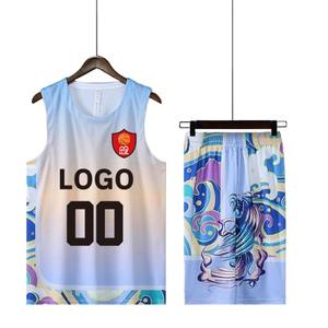 Set Jersey basket motif penuh, setelan baju seragam basket Teamwear pribadi, Jersey basket reversibel, setelan Jersey seragam basket atletik - Product Image 4