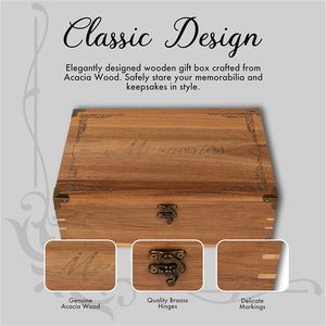 Caja de recuerdo de memoria-Caja de madera grande con tapa con bisagras-Caja de almacenamiento de madera decorativa rústica con forro de cuero de gamuza - Product Image 3
