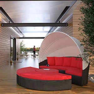 Cama de Día de Lujo para Hotel, Piscina, Playa, con Cojín Grueso y Profundo, de Aluminio, para Jardín, Redonda, de Mimbre Tejido, Tipo Chaise Longue - Product Image 3