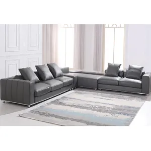 black luxury furniture Factory supply living room sofa set modern italian leather sofas made in china