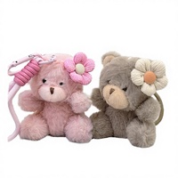 En gros, Porte-clés lumineux en peluche ours fleur mini dessin animé, Kawaii, doux, écologique et durable, breloque de sac