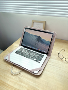 Borsa per Laptop alla Moda per Donne, Sottile in Vera Pelle con Manico a Perline, Grande Capacità, Impermeabile, per MacBook Air Pro 15 OEM - Product Image 4