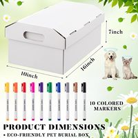 Cercueil pour animaux de compagnie en papier biodégradable 16x10x7 pour chiens/chats/gerbilles/chinchillas avec 10 marqueurs colorés et mots personnalisables