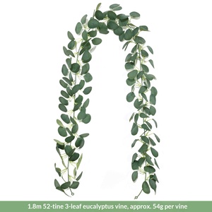 Decorazione per Porta Esterna, Ghirlanda Piatta di Foglie di Eucalipto Simulate in Seta per Primavera ed Estate - Product Image 2