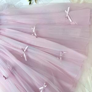 Vestido de Princesa de Tul Ombré para Niñas, Escote con Pétalos 3D, Lazo Grande, Floral Rosa, Verano, Hasta la Rodilla, Fiesta, ODM, Línea A, Transpirable - Product Image 4