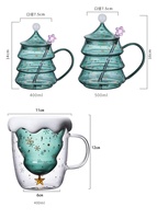 Tasse à café boule à neige 300ml coffret cadeau joyeux Noël avec tasse en verre Santa Tree Design Double paroi 3D tasses cuillère fabriqué nouveau