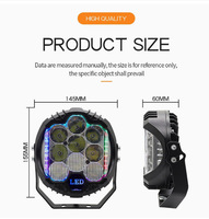 Phare de travail LED rond de 5 pouces 50W RGB DRL, phare de conduite, lampe auxiliaire pour camion, SUV, 4x4