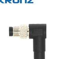 KRONZ M8 Connecteur circulaire 4 broches A-Code mâle 90 degrés à angle droit IP67 étanche câble de capteur pré-moulé 2 mètres en PVC