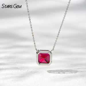 StarsGem Bijoux Fins Collier Pendentif en Or Massif 10K avec Émeraude Colombienne Synthétique Taille Asscher Sertie en Bezel - Product Image 5