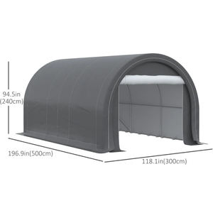 Cadre galvanisé Gris PE Étanche Heavy Duty Motorbike Shed Garden Storage Tent Patio Storage Shelf - Product Image 2
