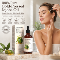 Minyak Jojoba Organik OEM 100% Murni, Cold Pressed, dari Biji Simmondsia Chinensis (Jojoba) untuk Perawatan Wajah, Rambut, Tubuh, dan Kuku