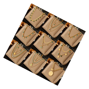 Cadena de clavícula de acero inoxidable de alta calidad Retro de oro geométrico nicho de moda nuevo diseño multicapa superpuesto Irregular - Product Image 1