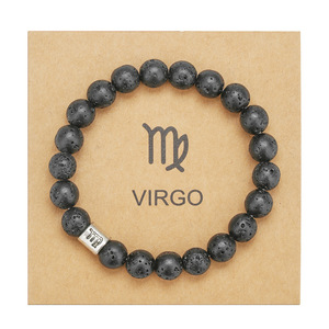 Pulseras Elásticas de Cuentas de Piedra Volcánica Natural de 8mm, Pulseras con Dijes de Signos Zodiacales de Cuentas de Roca Volcánica Negra, Venta al por Mayor - Product Image 5