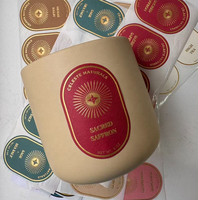 Autocollant de luxe en papier texturé avec logo personnalisé, dorure à chaud et gaufrage 3D pour pots de bougies parfumées et bouteilles