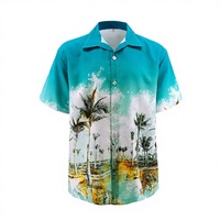 Chemise sur mesure, décontractée à boutons - OEM/ODM Logo personnalisé Manches courtes Imprimé floral tropical pour vacances et stations balnéaires Décontractée pour hommes