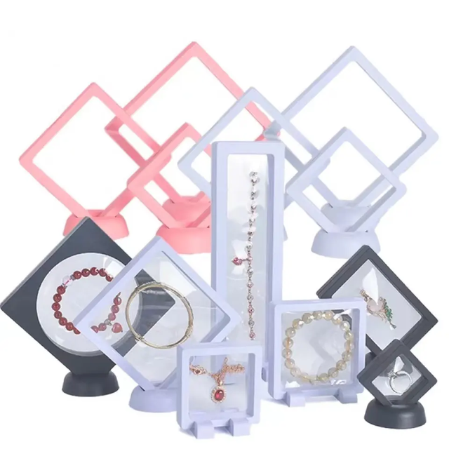 Cheap Price Wholesale Clear Suspension Box Transparent PE Film Frame 3D Floating Display Case for Coin Jewelry Packaging Box