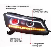 Pour Honda Accord 8ème Génération Berline, Ensemble de Phares LED 08-13, Projecteur Angel Eye Modifié, Xénon DRL, Phare Avant, Plug & Play