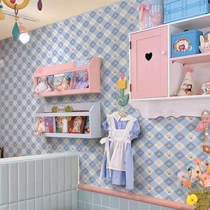 Carta da Parati Impermeabile Personalizzata Semplice e Carina per Bambini, Motivo a Quadretti con Coniglietto per Decorazione Camera dei Bambini - Product Image 3