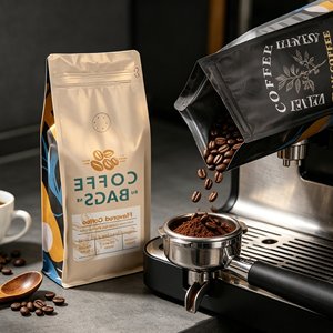 Sachet refermable carré à fond plat de qualité alimentaire, imprimé sur mesure, pour l'emballage de café en grains, de thé et de produits frais en détail - Product Image 2