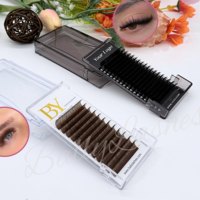 Extensions de cils marron chocolat doux à base souple, Cils en cachemire noir-marron, Cils individuels, Marque privée, Vente en gros