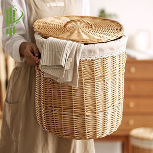 Wholesale 2026 <b>Large</b> Wicker <b>Laundry</b> <b>Basket</b> <b>with</b> <b>Lid</b> and Liner Round Rattan Hamper for Dirty Clothes Storage OEM Service - Product Image 3