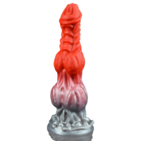Fantasy Hunde-Knoten Dildo Weiches Flüssigsilikon Leuchtende Dildos für Anfänger Monster-Alien-Tier-Penis mit Saugnapf für G-Punkt