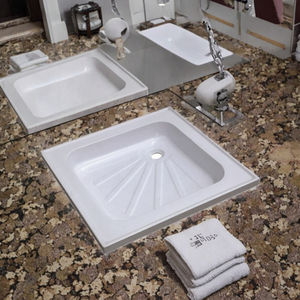 MATCH WELL MWS-02 Modern Square Deep Acrylic Solid Surface <strong>Shower</strong> <strong>Tray</strong> Corner Drain Waterproof Stainless Steel <strong>Legs</strong> Hotel Use 1 - Product Image 3