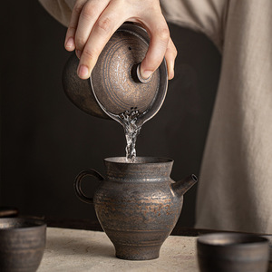 Handmade Rust Glazed Gaiwan With Lid Pottery Kung Fu <b>Tea</b> <b>Set</b> Travel Style - Product Image 3