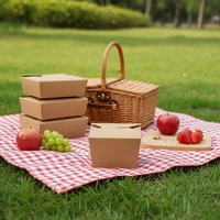 Caja de Papel Kraft Reciclable para Papas Fritas, Pollo Frito, Contenedor Desechable para Comida para Llevar