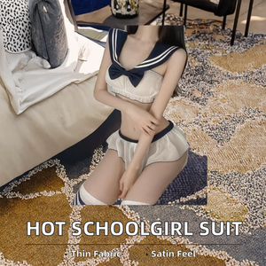 Lise Kızları Üniforması Takımı Dokunmamış Saten Işık Kontrolü İnce Seksi Japon Olgun İç Çamaşırı Perspektif Fiyonk Detaylı Oyuklu - Product Image 3