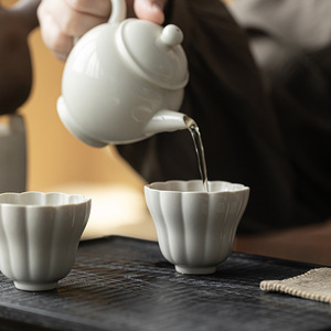 Guanlan Wood Ash Ceramic <b>Tea</b> Cup Porcelain Irregular Shape Single Cup For Kung Fu <b>Tea</b> <b>Set</b> - Product Image 3