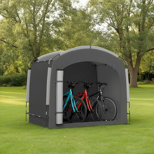 Tenda Garage Portatile per Bici in Tessuto Oxford 210D Grigio Scuro, Montaggio Rapido per 3-4 Biciclette, Riparo Esterno per Stoccaggio - Product Image 2