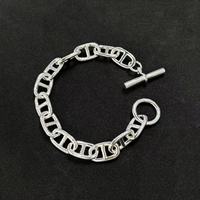 Ensemble collier et bracelet en cuivre plaqué argent, chaîne lourde à fermoir OT, bijoux minimalistes pour femmes et unisexe