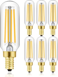 Ampoules <span class=keywords><strong>LED</strong></span> Edison à <span class=keywords><strong>filament</strong></span> vintage pour lustre, dimmables, 5W, 2700K, blanc chaud, clair, 760lm, T6, E12 - Product Image 1