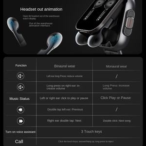 ساعة ذكية BT 2 في 1 بشاشة كاملة مع سماعة لاسلكية TWS للمكالمات، سوار رياضي ذكي مع تقنية NFC، متوافق مع أندرويد وبطاقة SIM، للتجارة عبر الحدود - Product Image 3