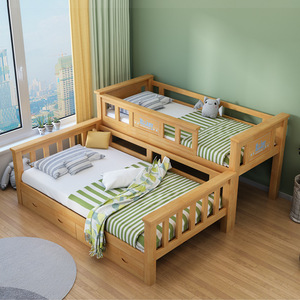 <b>Solid</b> <b>Wood</b> <b>Bunk</b> <b>Bed</b> Pine Two Tier Staggered Multi Functional For Children And Adults - Product Image 1