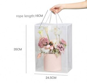 Bolsa de Plástico Transparente de Lujo con Logotipo Personalizado, Bolsas con Asas de Colores para Empaque de Flores, Paquete Promocional - Product Image 2