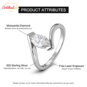 Goldleaf Jewelry <b>Ring</b> Customization S925 Silver <b>Moissanite</b> Marquise Cut 1ct 2ct 3ct D VVS <b>Moissanite</b> <b>Ring</b> - Product Image 3
