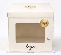 Boîte à gâteau personnalisée avec logo, boîte à gâteau carrée avec fenêtre, carton ivoire biodégradable de qualité alimentaire pour pâtisserie, gâteaux faits main pour fêtes