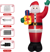 Décorations de Noël gonflables géantes de 180 cm avec lumières LED, Père Noël et sac cadeau, pour extérieur, jardin, pelouse, fête, vacances