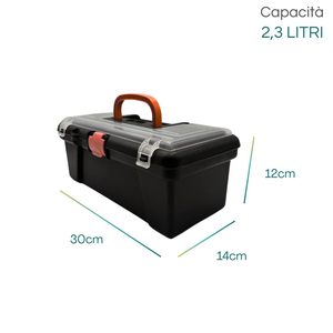 Cassetta degli attrezzi in plastica da 2,3 litri 30x14x12 cm con chiusura a scatto e 5 scomparti - Product Image 2
