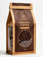 Sacs d'emballage pour café anti-odeur avec logo personnalisé du fabricant, sacs à café à fond plat, sacs à café en grains avec valve, emballage pour poudre de thé avec fermeture éclair