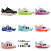 Chaussures de course professionnelles avec logo personnalisé, design à semelle épaisse, unisexe, légères, amortissantes, respirantes en mesh