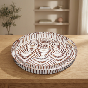 Plateaux de rangement décoratifs en nacre, design rustique, finition thermolaquée, durables, écologiques, pour la maison et la restauration - Product Image 3